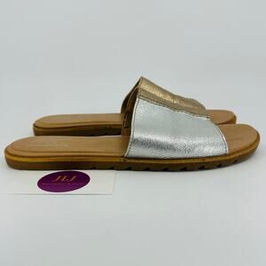 Sorel Women's Ella II Block Slide Slip On Sandals Pure Silver NL4032-034 Size 9